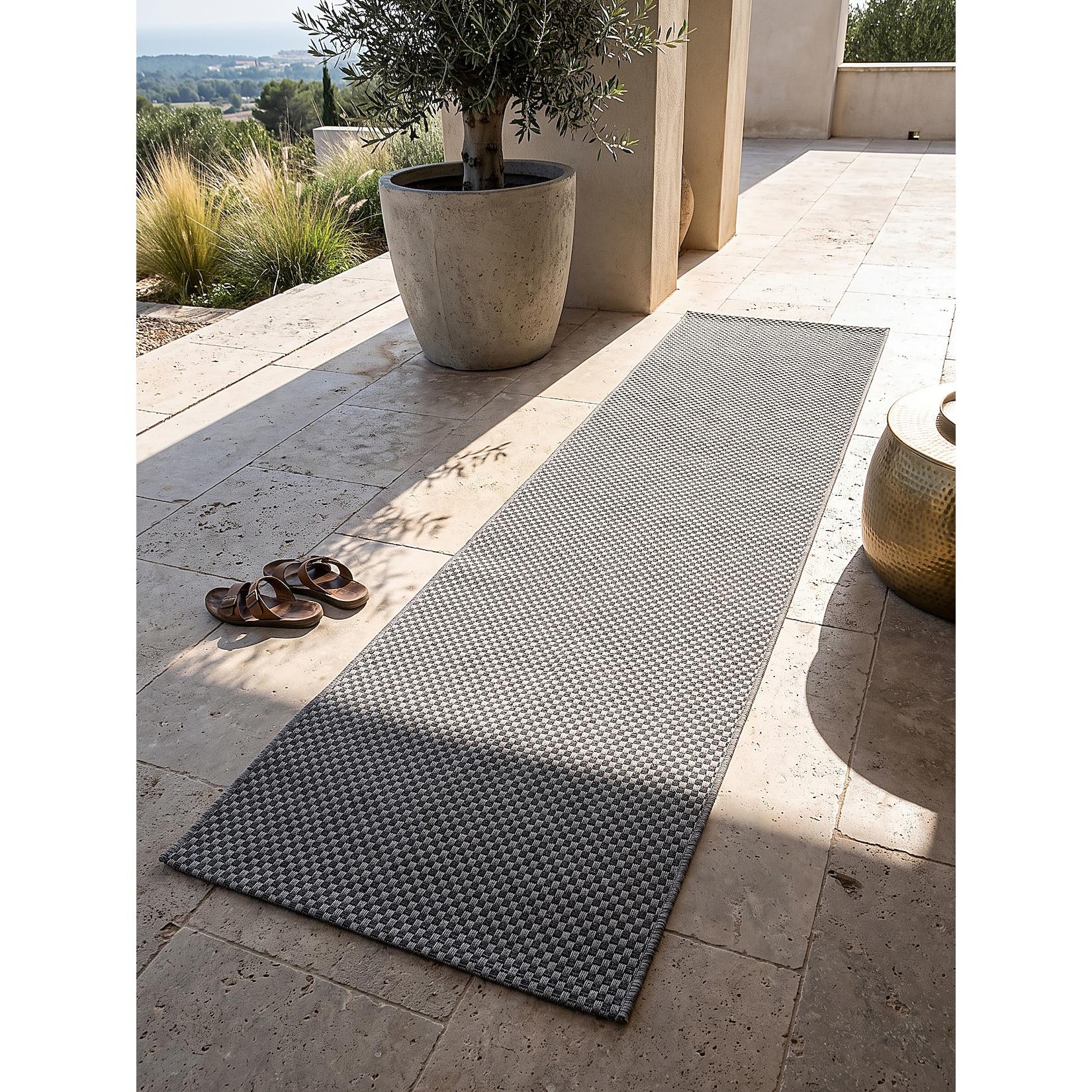 Läufer Flachgewebe Grau 80x200 cm - BORNO Kadima Design