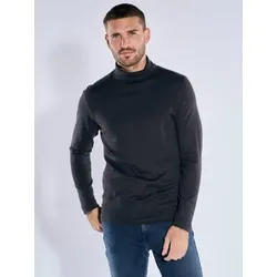 emilio adani Herren Langarm-Shirt mit Rollkragen Schwarz regular uni Rollkragen - XL