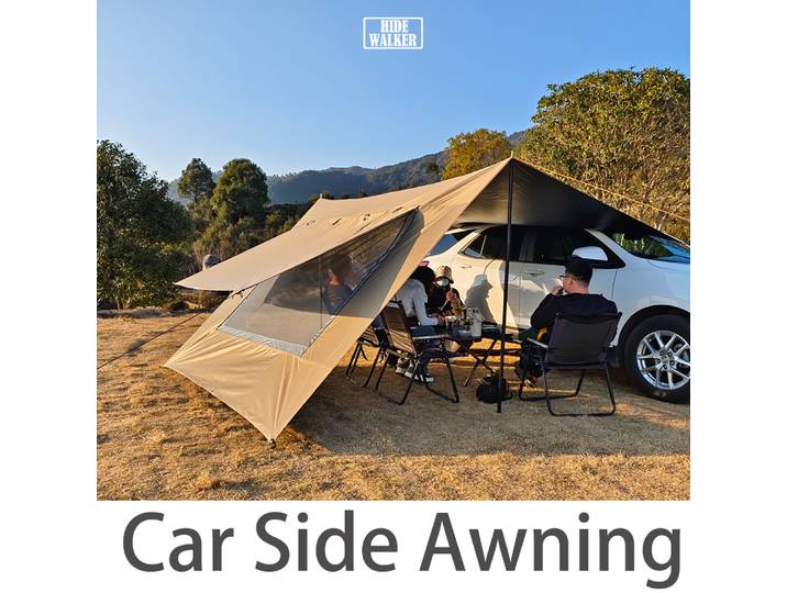 Tente d'auvent latéral de voiture étanche, bâche de revêtement noir, tente arrière de voiture extérieure, camions de camping, 3x5