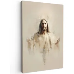 LEINWANDBILD Porträt - Abstrakt - Jesus - Beige Deko XXL 80x120 cm