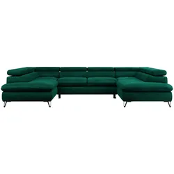 WOHNLANDSCHAFT PEDRO U Velvet Grün