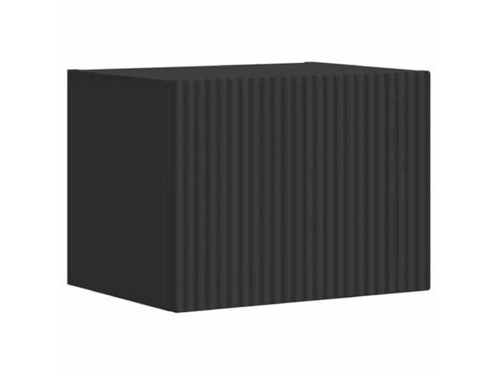 KUPTYERFG TV Lowboard Wandmontage Schwarz 39x31x29.5 cm Holzwerkstoff Platzeinsparendes TV-Wandregal für Wohnzimmer und Schlafzimmer mit klappbarer Schwingtür und kompakter Bauform.