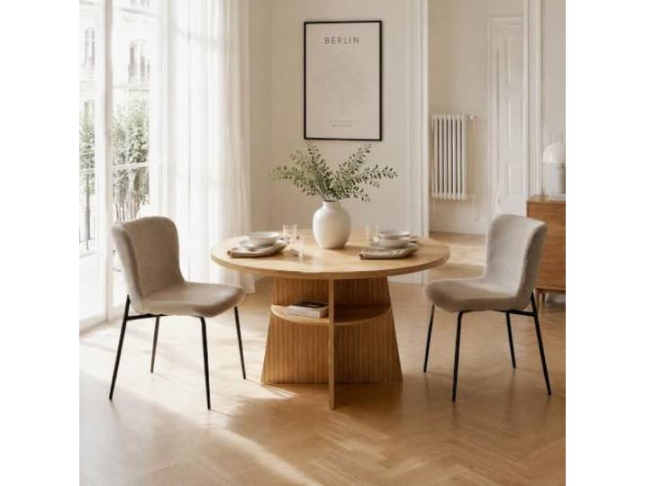 Esszimmer Set – ausziehbarer Tisch + 2 Stühle, 110-150cm, Natur (Khaki) Esstisch Set, ausziehbar 110-150cm, 2 Stühle, Holztisch, platzsparend, 2 Jahre Garantie