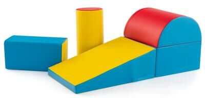 Costway 5-Piece Kids Climb and Crawl Activity Playset-Red