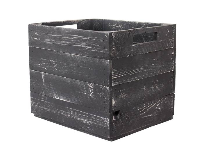 Aufbewahrungsbox HOLZ ZOLLHAUS Holz Zollhaus Aufbewahrungskiste , schwarz, B:33cm H:33cm T:38cm, Aufbewahrungsboxen, Aufbewahrungsbox