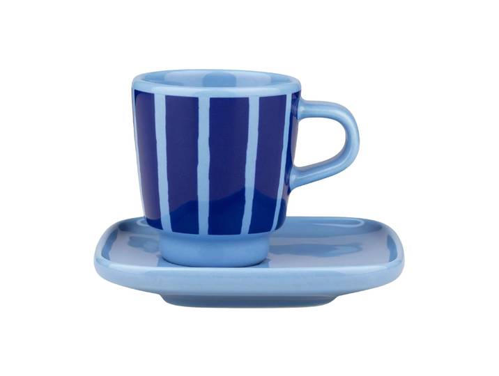 Marimekko Tasse espresso avec soucoupe Piccolo Light blue-blue, 5 cl