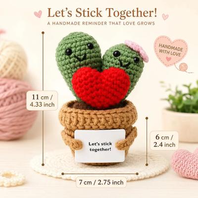 Uplift Treasures Handmade Pocket Hug Crochet Plush With Gift Card stick Together