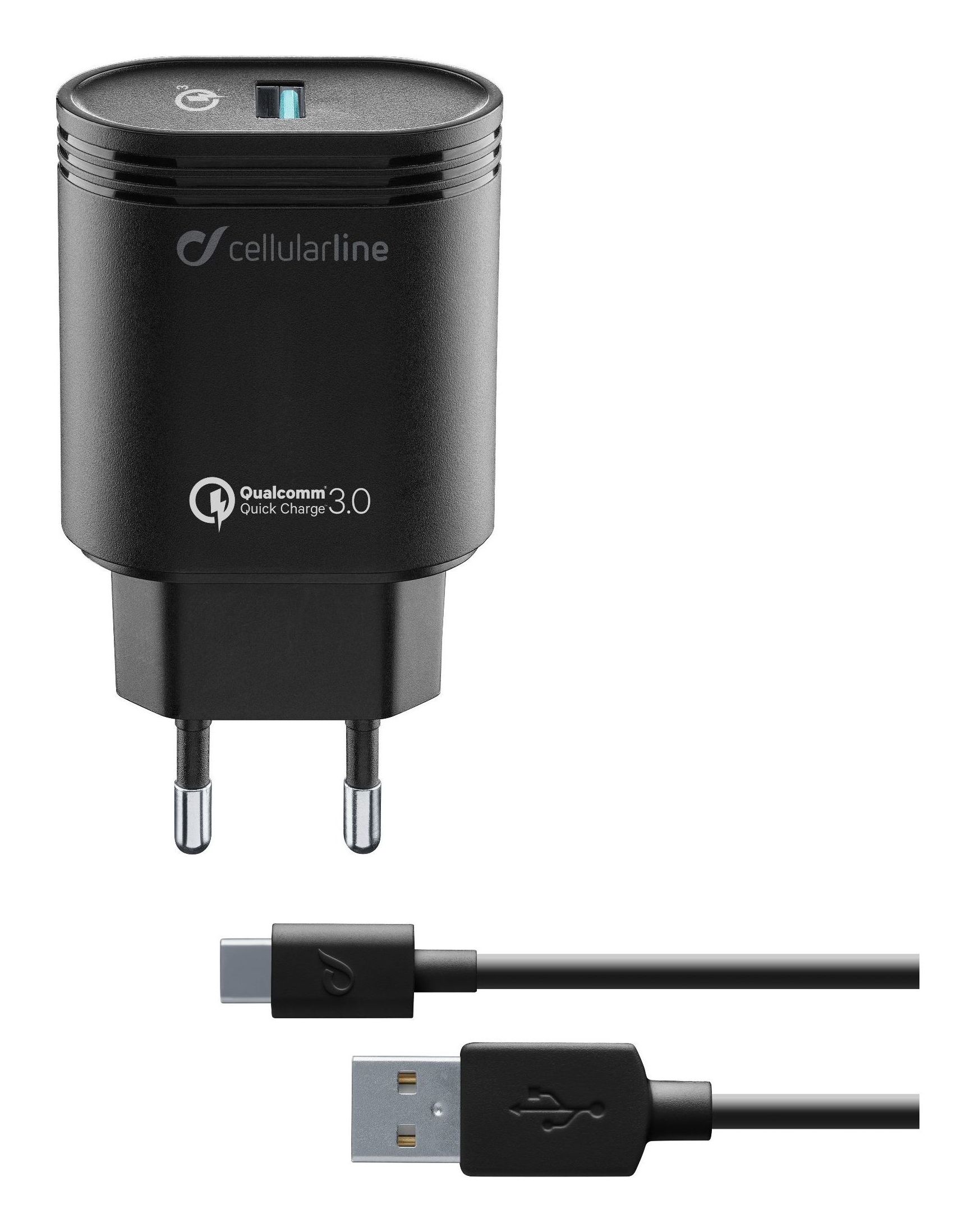 Cellular Line USB Charger Kit 18W - USB-C - Huawei, Xiaomi, Wiko, Asus and other smartphone ACHHUKITQCTYCK