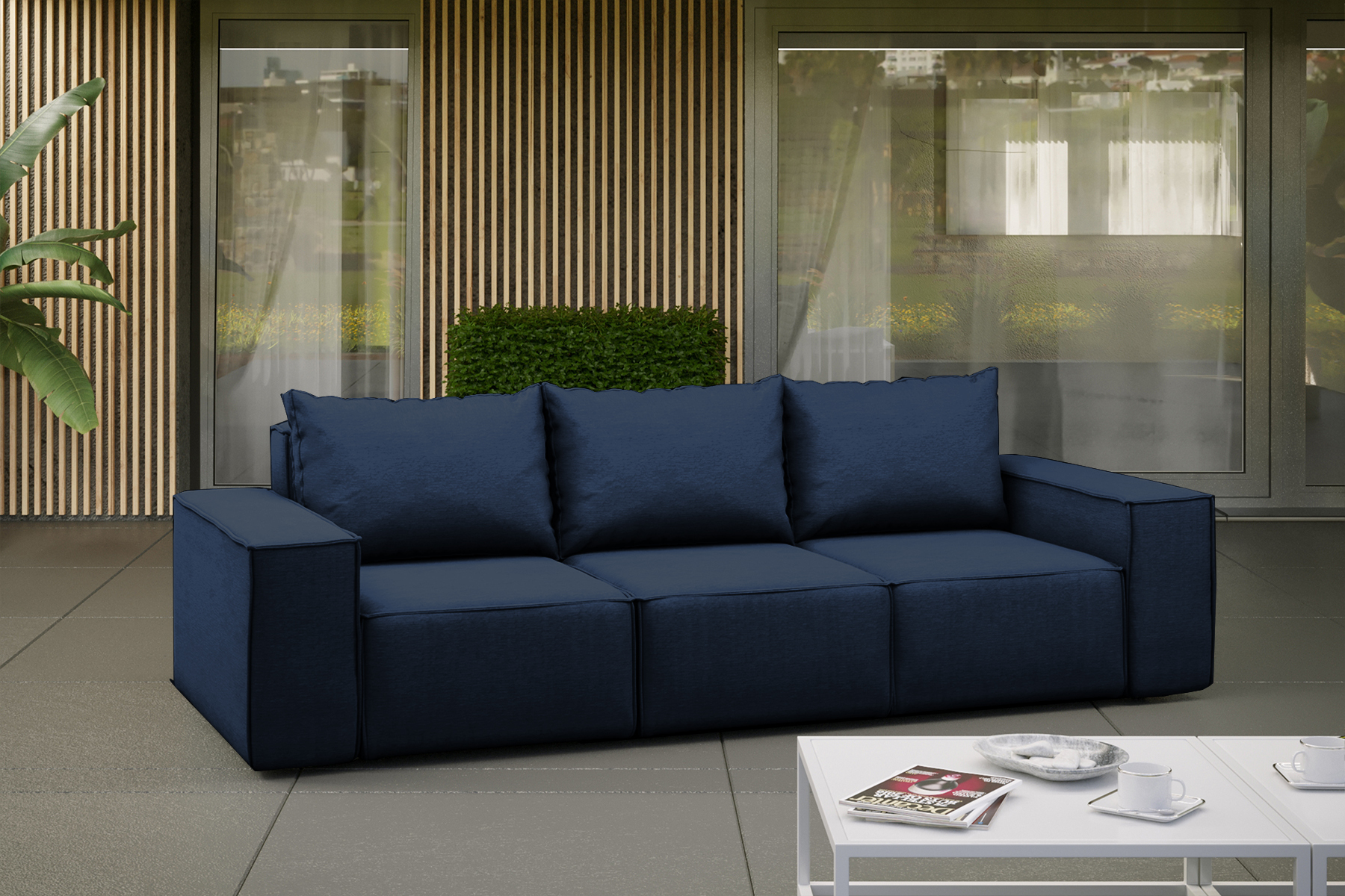 Kaiser Möbel Gartenmöbel sofa SONNE für den Garten, die Terrasse, den Hof, gemütliche Marineblau