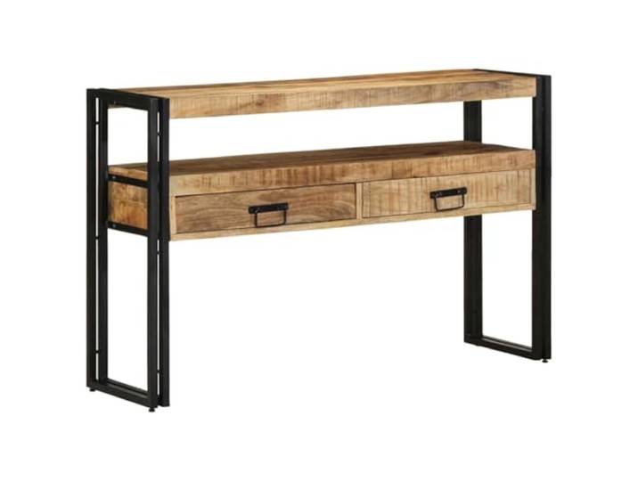TEKGHUT Konsolentisch Mit Regal Braun 120x33x75 cm Massivholz Mango Stahlrahmen, Schubladen, Flur oder Wohnzimmer, Montage erforderlich, Industrie-Design