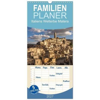 Familienplaner 2027 - Italiens Welterbe Matera mit 5 Spalten (Wandkalender, 21 x 45 cm) CALVENDO