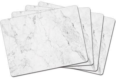 Cala Home Hardboard Placemats - White Marble - Set of 4 - 15.5x11.25x.232
