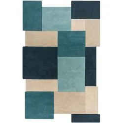 Wollteppich geometrisch Türkis 120 x 180 cm - HALLEIN   Kadima Design