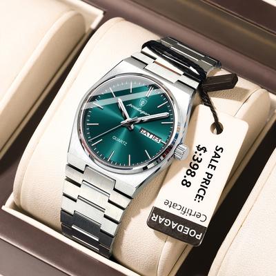 Youfap Market Elegant Stainless Steel Luxury Watch For Women, Waterproof Quartz Clock With Date And Week Display silver Blue