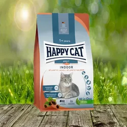 Happy Cat Indoor Adult Atlantik Lachs - Krokettenmix aus Lachs für bewegungsfreudige Indoor-Katzen