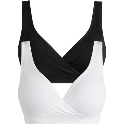 Still-BH BONPRIX, Damen, Gr. XL, N-Gr, schwarz (schwarz, weiß), Obermaterial: 93% Polyamid, 7% Elasthan, BHs Still-BH, im praktischen 2er-Pack, nahtloses Design, mit Elasthan-Anteil