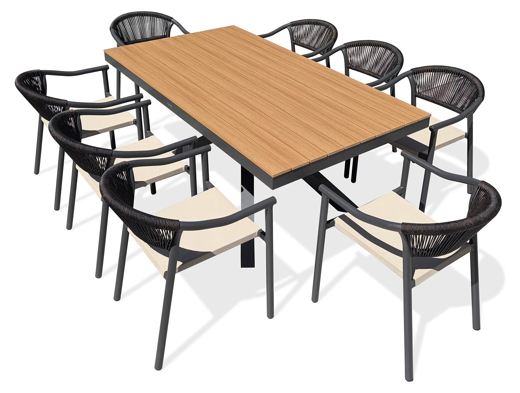 8-sitzige Garten-Essgruppe aus Aluminium - Anthrazitgrau