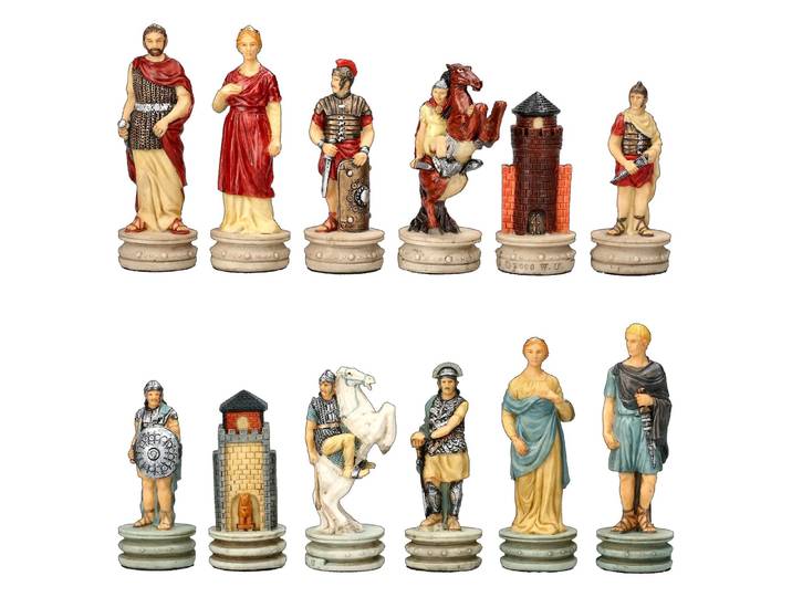 Figuren Shop GmbH Spiel Schachfiguren Set - Römer vs. Griechen - Schach Figuren Spiel