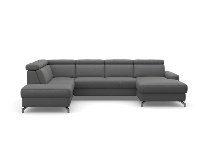 Wohnlandschaft SIT & MORE Scarlett U-Form , grau (steel), B:333cm T:226cm, Sofas, Wohnlandschaft, inklusive Kopfteilverstellung, optional Schlaffunktion & Bettkasten