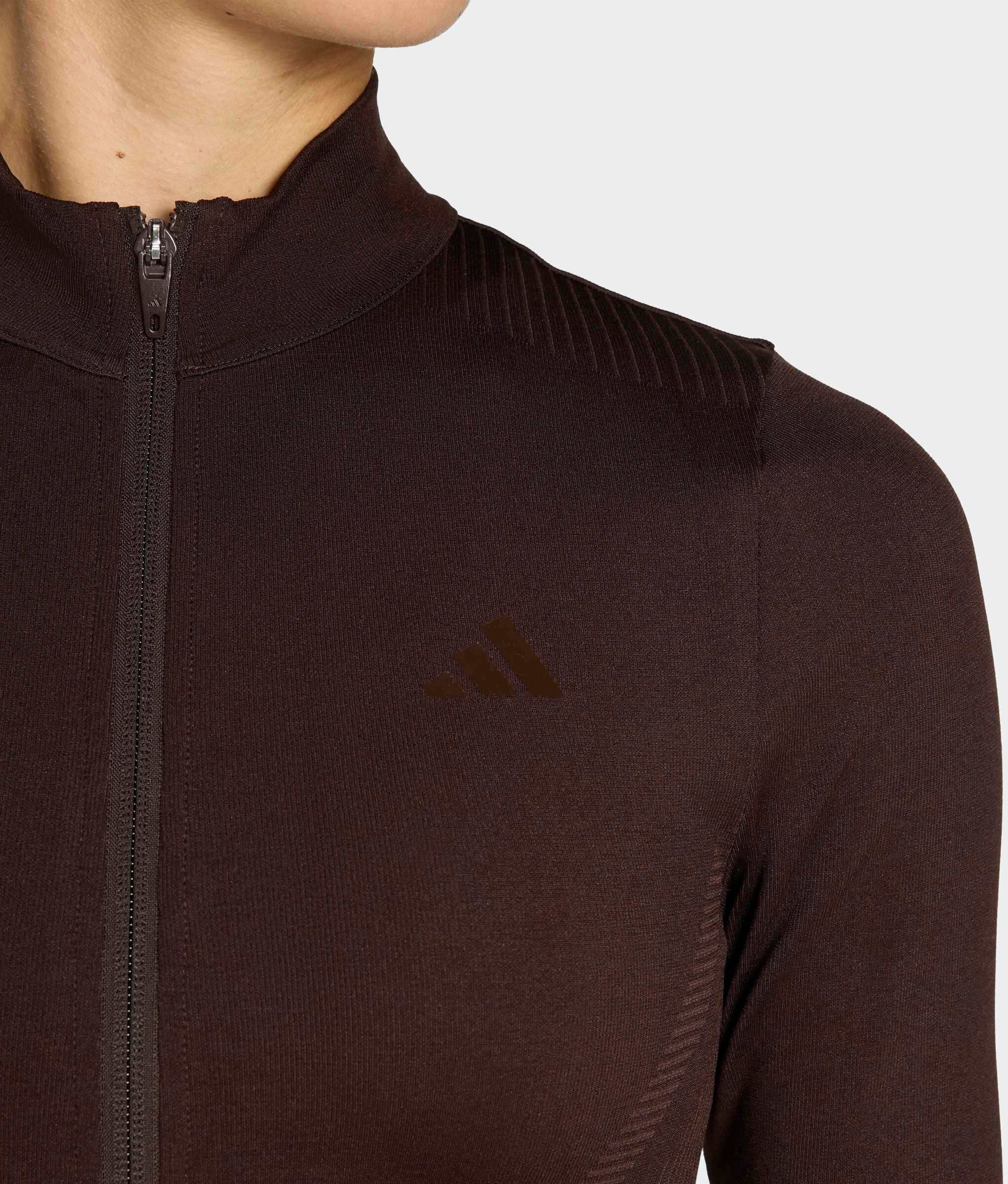 Rollkragenpullover ADIDAS PERFORMANCE "WORKOUT ESSENTIALS, DURCHGEHENDER REISSVERSCHLUSS, STRICK", Damen, Gr. S, aurora coffee, Obermaterial: 48% Polyester, 46% Polyamid, 6% Elasthan, normal, Pullover Rollkragenpullover, Trainingsjacke, CLIMACOOL aurora c