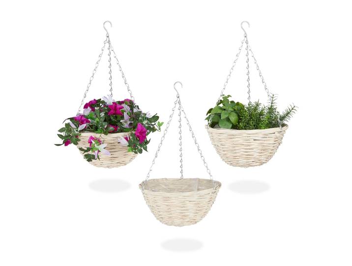 Geflochtene Blumenampel 3er-Set Beige