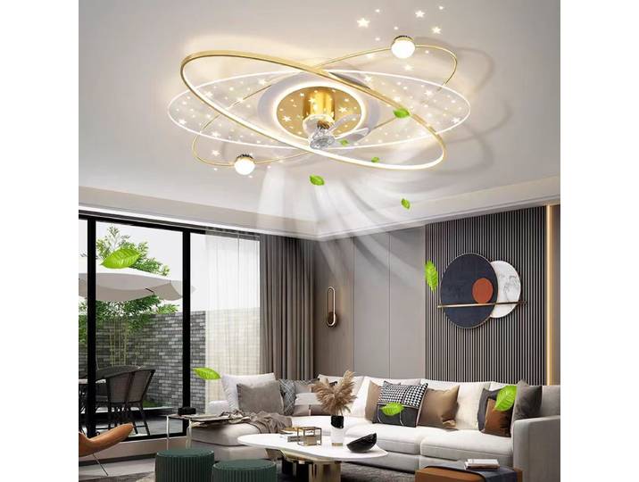 Lumière nordique luxe ciel étoilé ventilateur lampe pour chambre salon LED plafonnier secouant la tête ventilateur silencieux combinaison décor à la maison