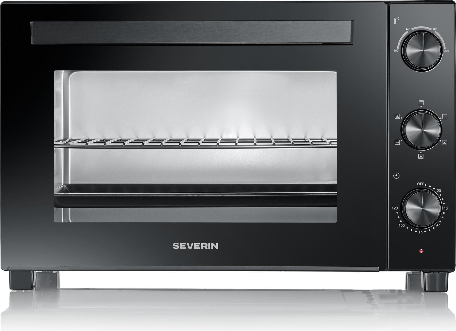 Severin TO 2076 vrijstaande draaibare oven, 46 liter, zwart, 100 - 230 °C, mechanisch