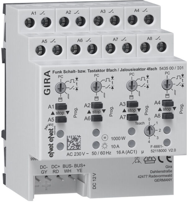 Gira Actionneur radio pour commutateur/volet REG 8f 4f 543500 (543500)