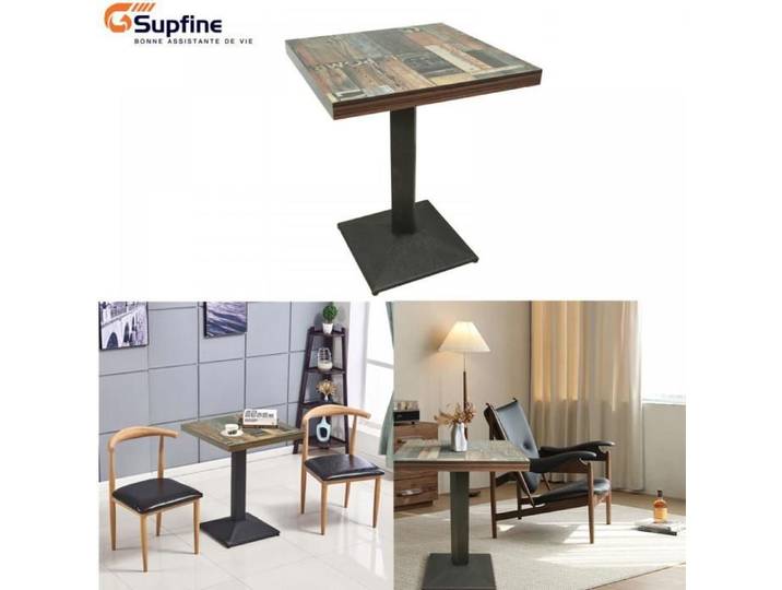 SUPFINE Table Carrée Vintage Motif Floral Rétro au Sol Table de Salle à Manger Scandinave 60*60*75cm