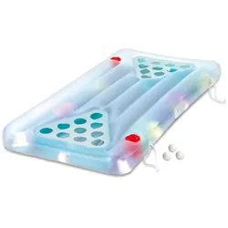 Summer Waves Luftmatratze & Bier-Pong Tisch inkl. LED blau 160x84x19 cm