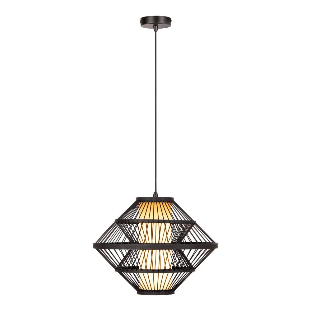 Lucide Pasquino Hanglamp Zwart en Hout - Ø 40 cm - Hoogte verstelbaar tot 160 cm