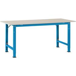 Manuflex AS0032.5012 Packtisch PACKPOOL Spezial mit Melaminplatte, BxTxH = 2000 x 800 x 722-1022 mm Licht-Blau (RAL 5012)