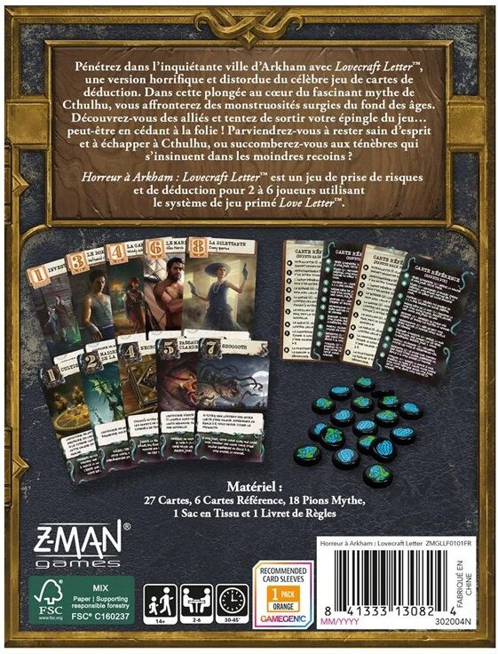 Z-Man Games Horreur à Arkham Lovecraft Letter - Un jeu Love Letter
