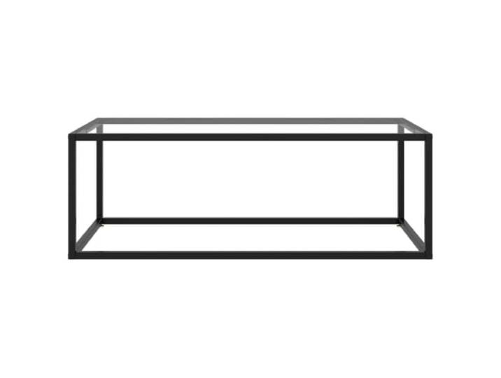 Schwarz Couchtisch, Gehärtetes Glas, 100x50x35cm Couchtisch, Glasplatte, schwarzer Rahmen, Wohnzimmer, Wartezimmer, Büro, kompakte Größe