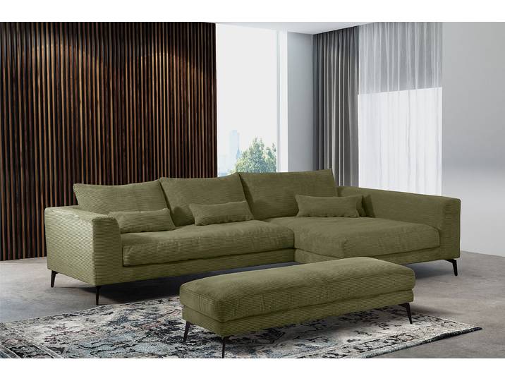 Polsterhocker 163 x 46 x 62cm Grün Cordstoff Lola: Antikgrün