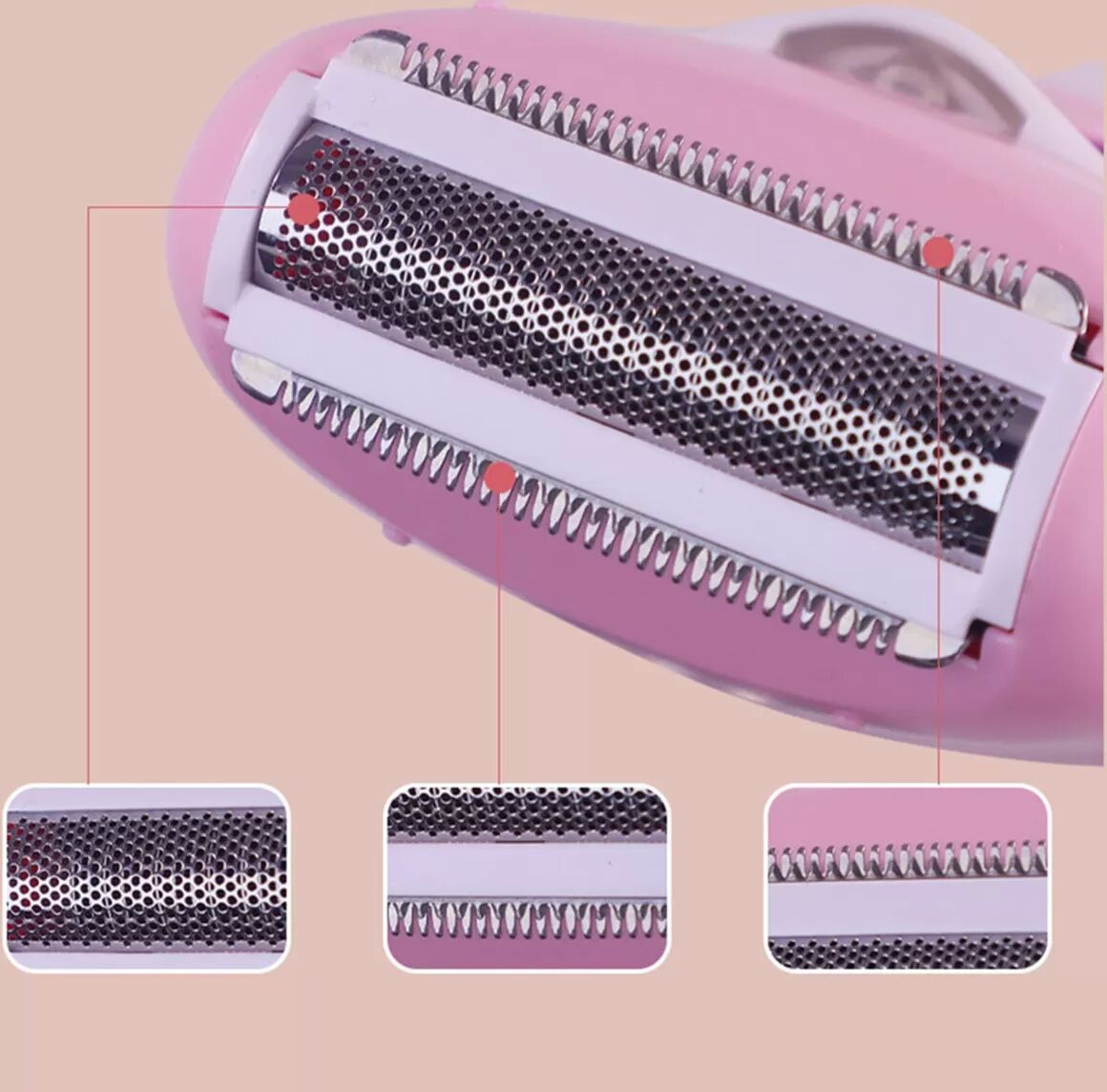 INF Épilateur et Tondeuse Électrique 2-en-1 Rose - Rechargeable USB, Lumière LED