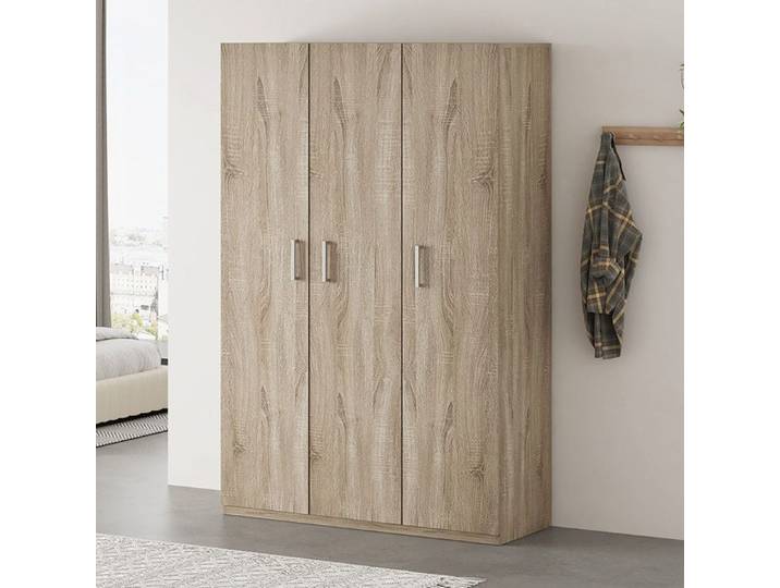 Meuble de rangement - ROUSSEAU - Mike - 3 portes - Blanc/Brun - Design élégant