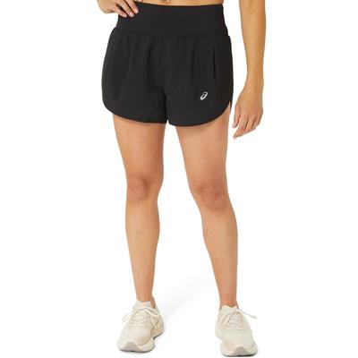 Laufshorts ASICS "ROAD 3.5IN SHORT", Damen, Gr. XL (46/48), N-Gr, schwarz (performance schwarz), Obermaterial: 100% Polyester, Hosen, Schnelltrocknend, Reflektierend, Praktische Taschen