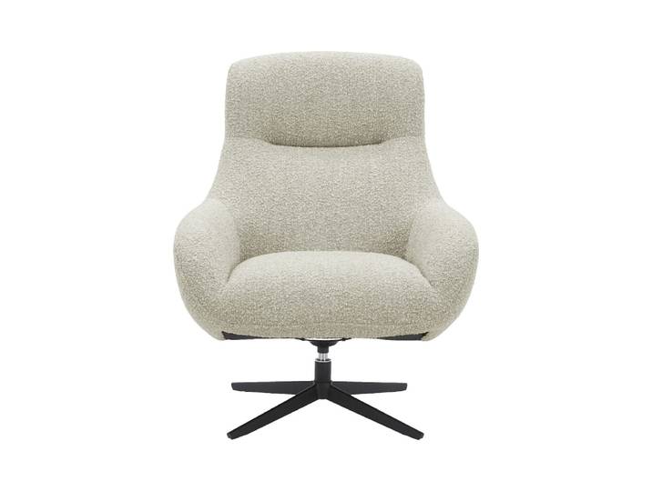 Fauteuil design pivotant en tissu bouclette et métal noir - crème