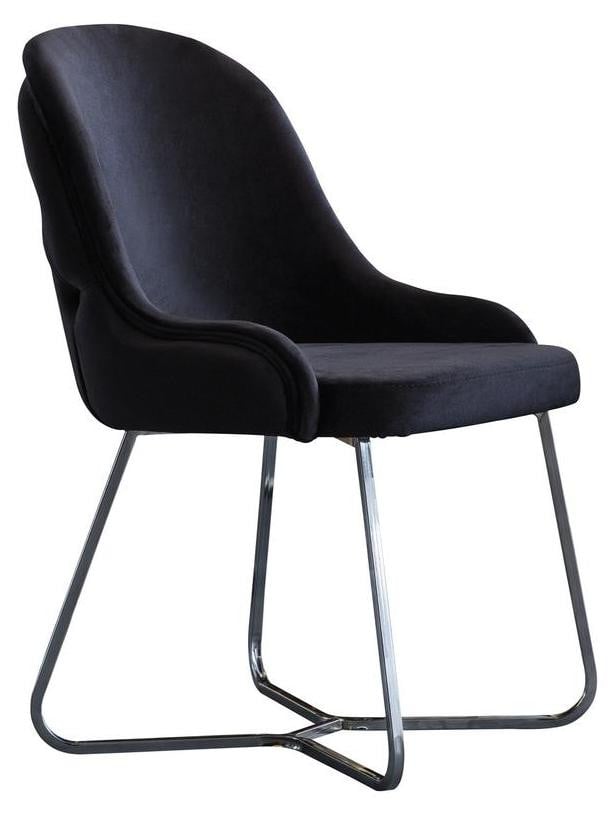 Set van 4 Chesterfield eetkamerstoelen in zwart textiel