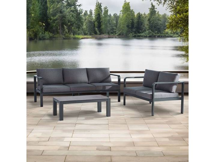 Best Cleveland Loungeset inkl. Loungetisch Aluminium/Mischgewebe Dunkelgrau