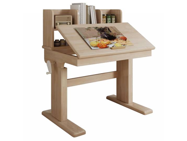 Gisaae Kinderschreibtisch höhenverstellbar aus Massivholz 80x60cm, Naturfarben, 92.2x89x60 cm, Babymöbel & Kindermöbel, Kinderzimmer & Jugendzimmer, Kinderschreibtische