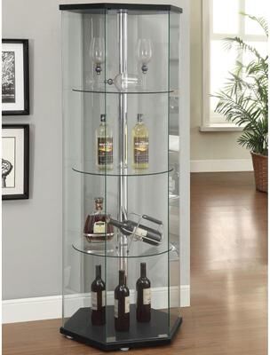 Coaster Zahavah 4-shelf Hexagonal Clear Glass Curio Cabinet