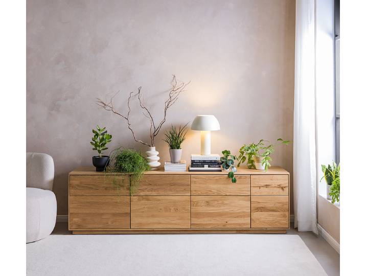 Meuble TV en bois massif Chêne sauvage massif huilé Marron/Chêne sauvage 215cm