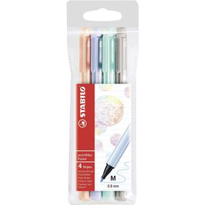 Stabilo Filzstifte pointMax, 488/4-02, Pastell, Strichstärke 0,8mm, im Etui, 4 Stück