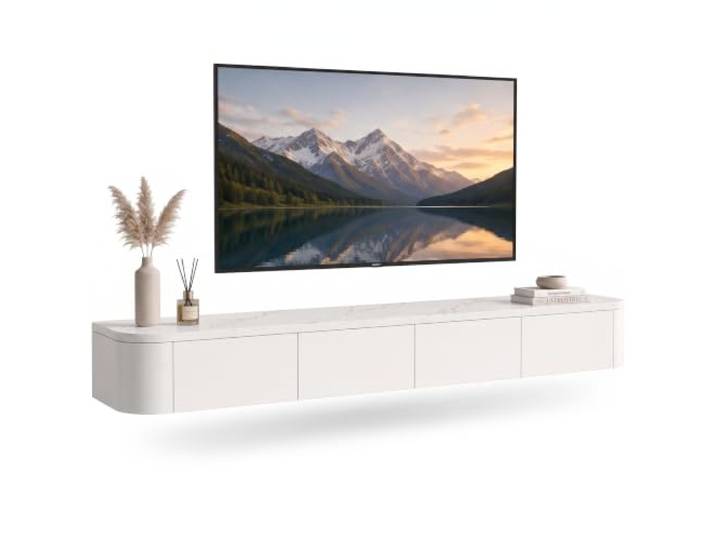 Kroscro TV Lowboard Hängend mit Stauraum, Wand TV Board aus Kieferholz Modernes TV Schrank Hängend, Praktischer Stauraum und Eleganter Optik, Vormontierter Lowboard Hängend für das Wohnzimmer