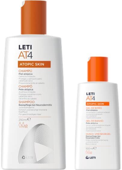 LetiAT4 Leti AT4 Atopic Skin Champú 250 ml + Gel de Baño 100 ml