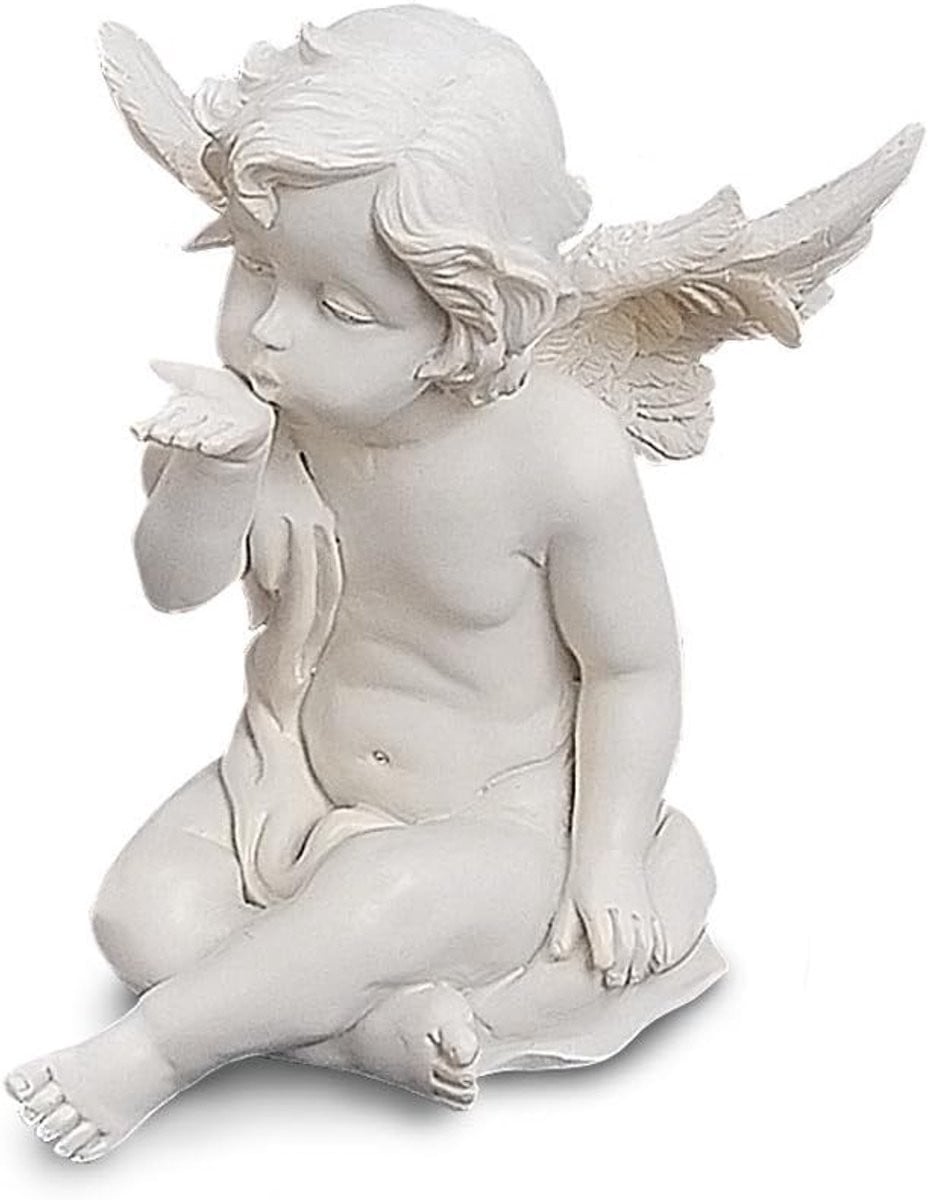Engel Beeldje Beschermengel Figuur Wit - Hoogte: 13 cm