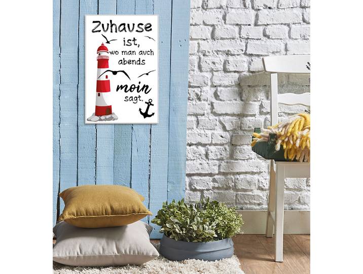 Metallbild QUEENCE Moin , rot (farbe bild(er): rot), B:20cm H:30cm, Metall, Stahl, Bilder, Metallbild, Stahlschilder
