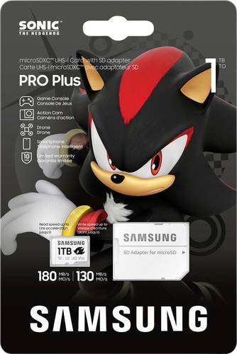 Samsung Sonic Edition - "Shadow" microSDXC-Karte Retail 1TB A2 Application Performance Class, v30 Video Speed Class, UHS-I